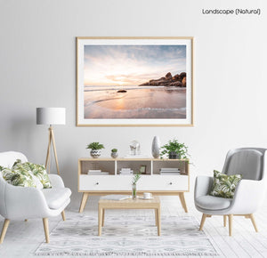 Long exposure of waves and sunset at Llandudno Beach Cape Town in a natural fine art frame