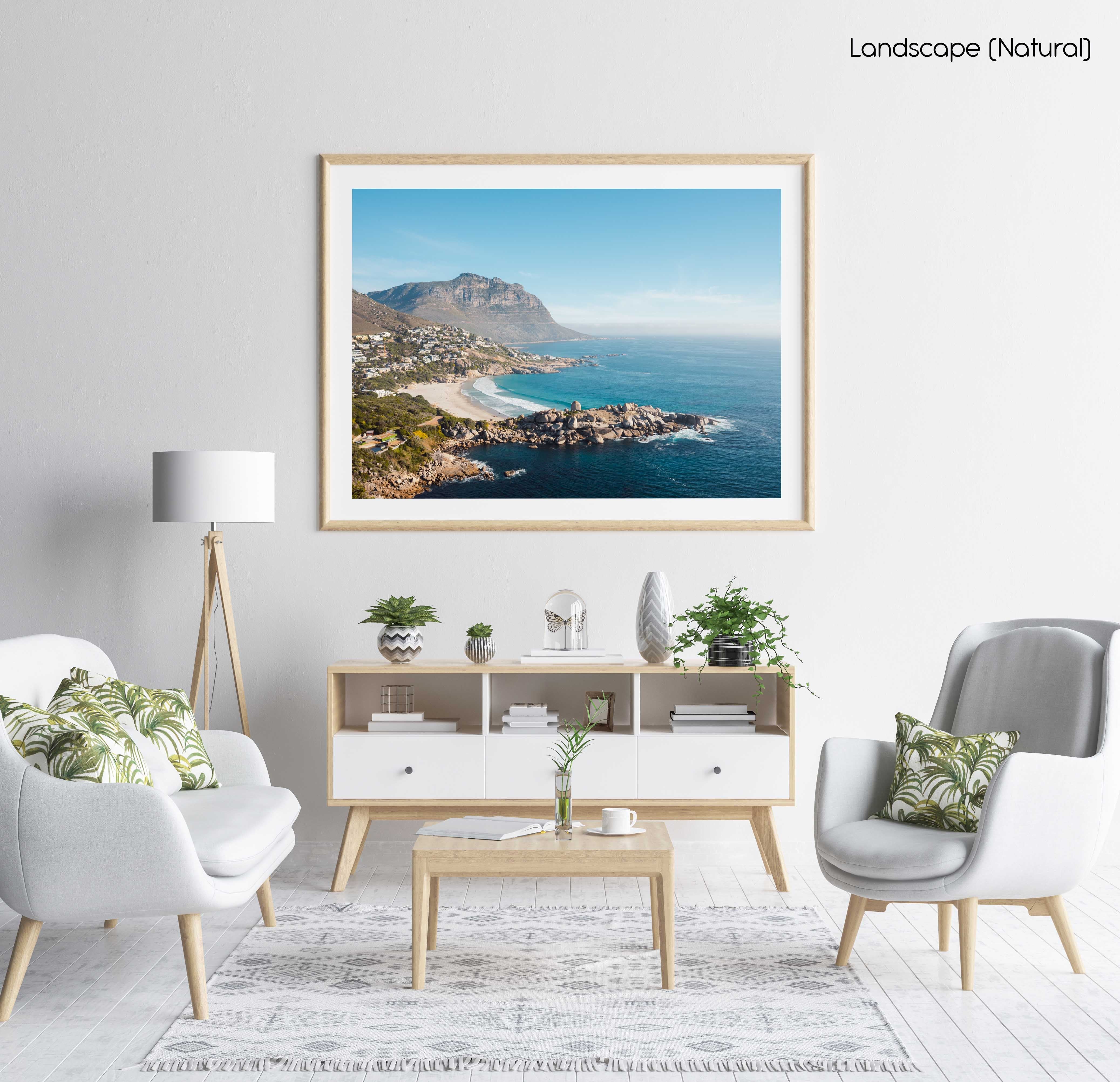 Llandudno Beach and its mountains seen from above in a natural fine art frame