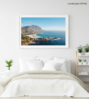 Llandudno Beach and its mountains seen from above in a white fine art frame