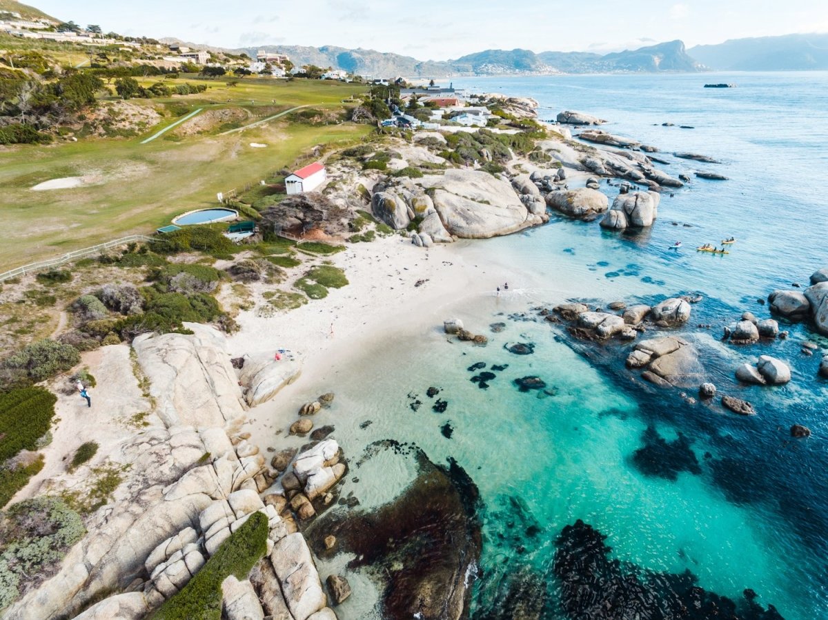 Aerial of Windmill Beach in Simons Town