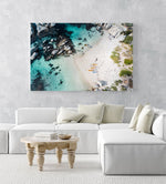 Kayaks on Windmill Beach in Simons Town from above in an acrylic/perspex frame