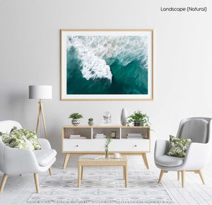 Large wave crashing at Noordhoek beach seen from above in a natural fine art frame