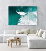 Big whitewash turquoise wave breaking with rainbow at Noordhoek Beach Cape Town in a white fine art frame