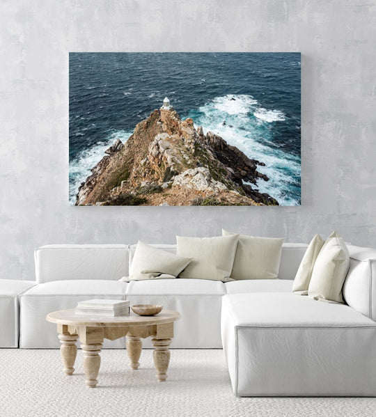 Lighthouse at Cape Point with windy ocean in an acrylic/perspex frame