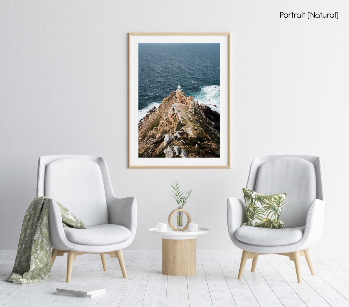 Lighthouse at Cape Point South Africa on windy day in a natural fine art frame