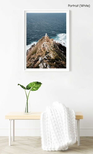 Lighthouse at Cape Point South Africa on windy day in a white fine art frame