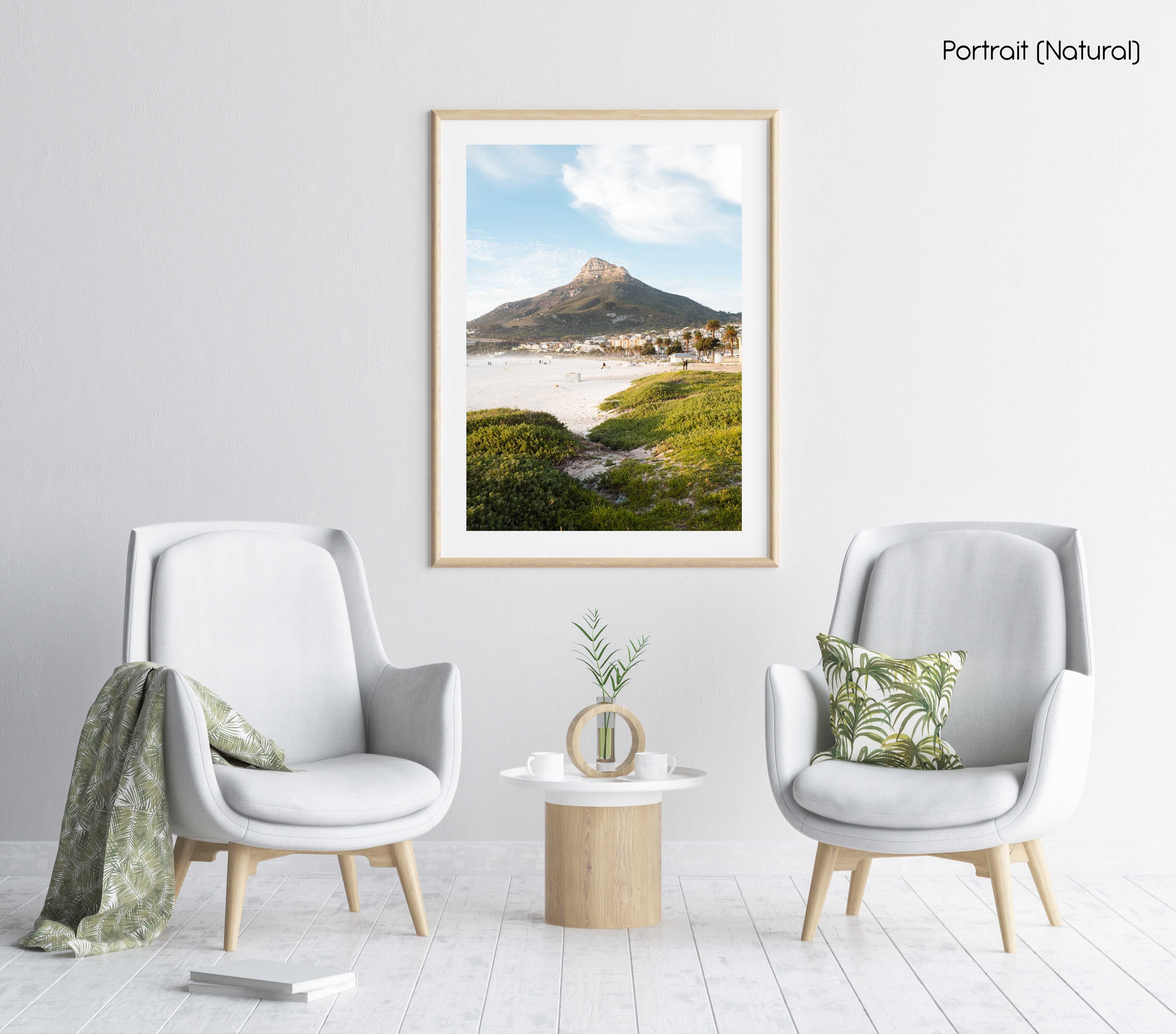 Lions Head seen from Camps Bay beach with green grass in a natural fine art frame