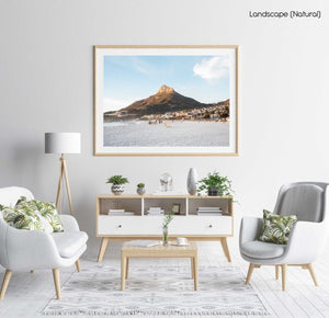 Lions Head glowing from sunset at Camps Bay beach in a natural fine art frame