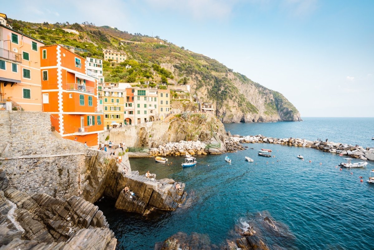 Colorful buildings of Riomaggiore along Cinque Terre coast