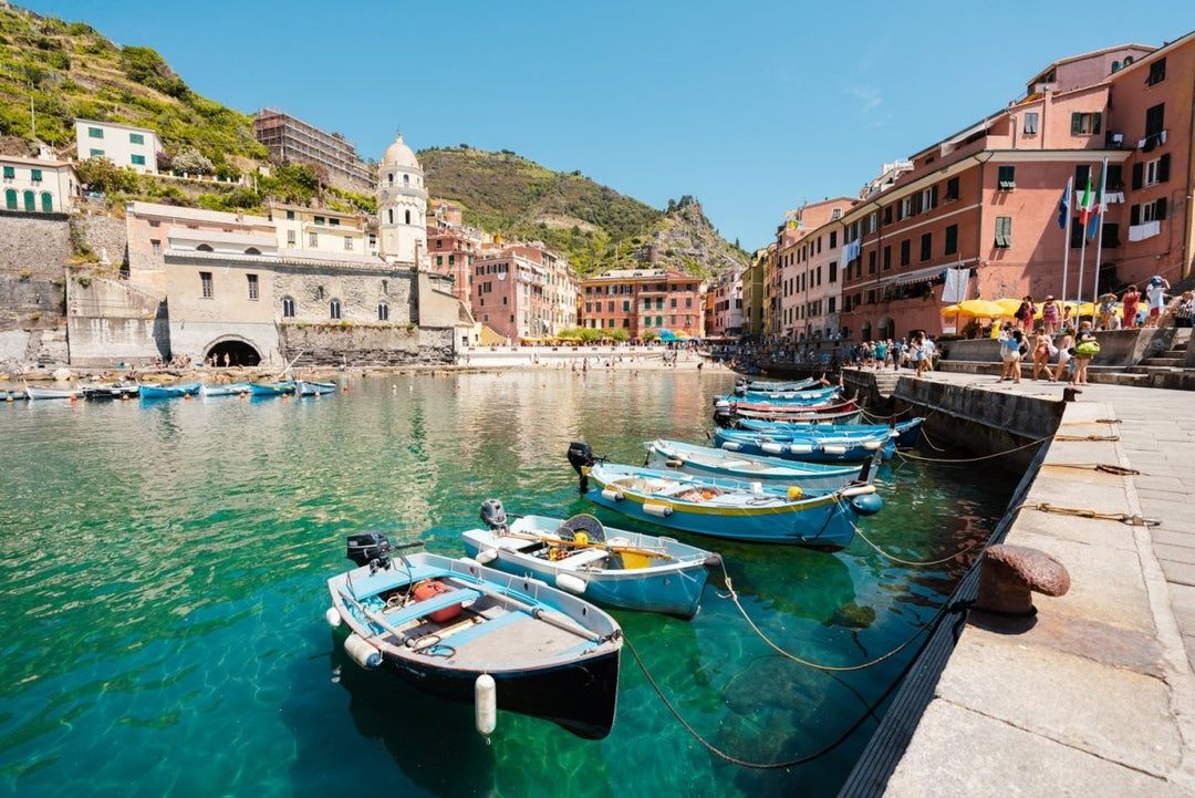 Boats lined up at Promenade in Vernazza Cinque Terre