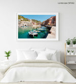 Boats lined up at Promenade in Vernazza Cinque Terre in a white fine art frame