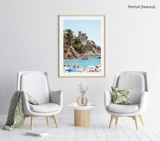 Castle at Lloret de Mar beach in Spain in a natural fine art frame