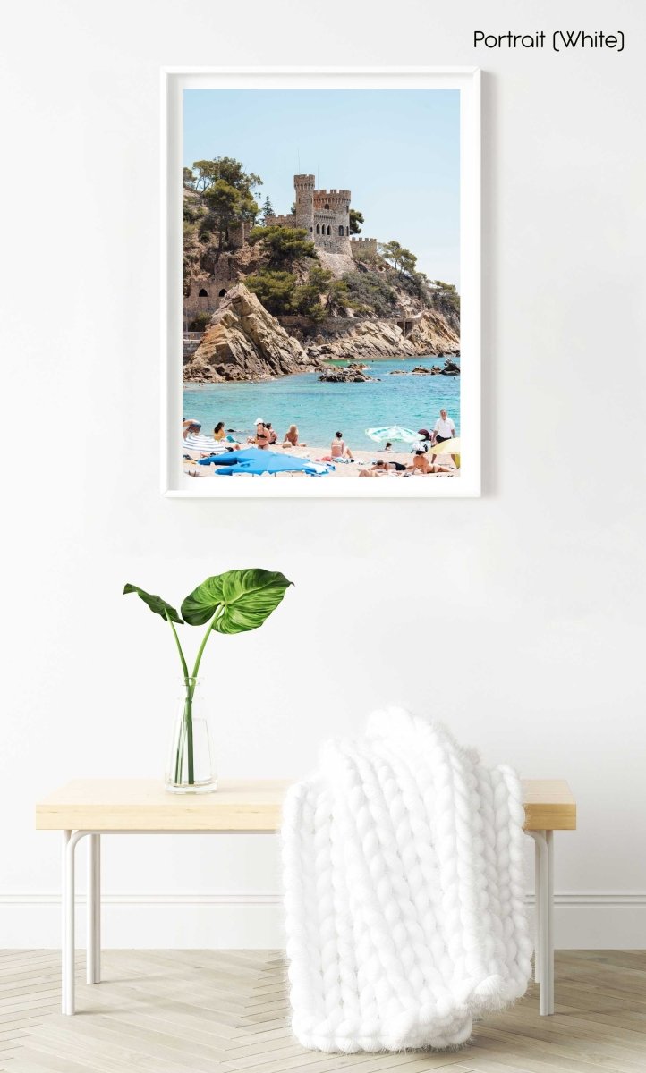 Castle at Lloret de Mar beach in Spain in a white fine art frame