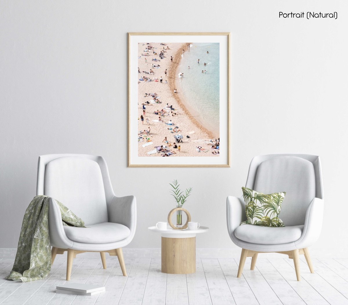 Light colors of people swimming at Tossa de Mar beach in a natural fine art frame