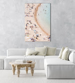 Light colors of people swimming at Tossa de Mar beach in an acrylic/perspex frame