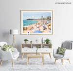 Very busy Lloret de Mar beach on summers day in June in a natural fine art frame