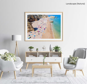 Aerial of Praia Dona Ana in Lagos in a natural fine art frame