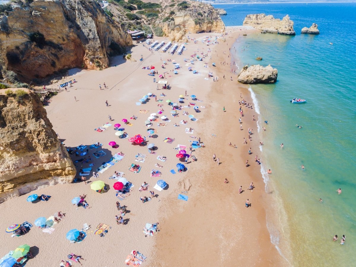 Aerial of Praia Dona Ana in Lagos