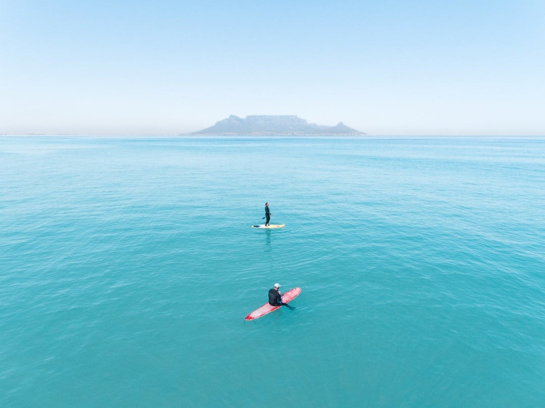 Aerial of surfers at Doodle's surf spot