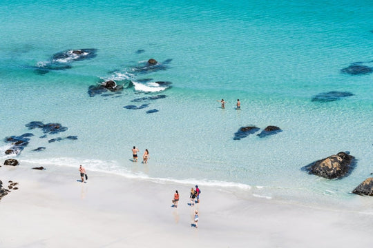 People swimming on Clifton Beach artwork