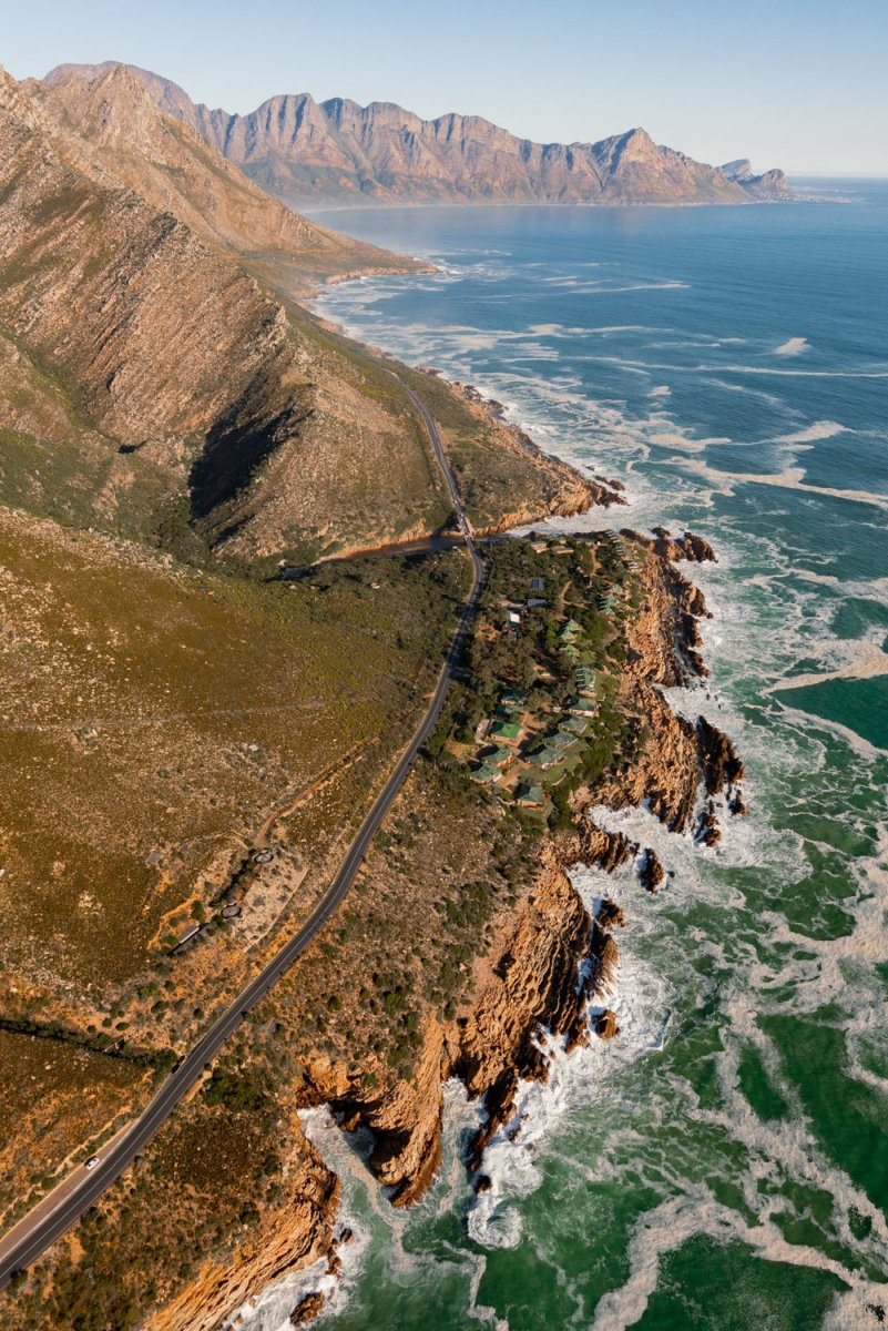 Aerial of clarence drive in cape town