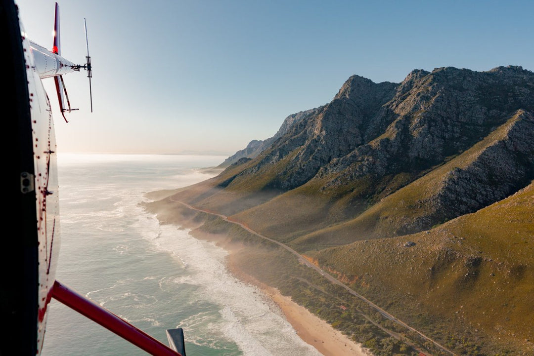 Open door helicopter view of Kogel Bay