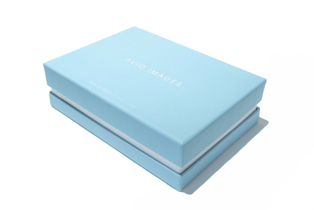 Acrylic Block AVIO Images A5 custom box packaging